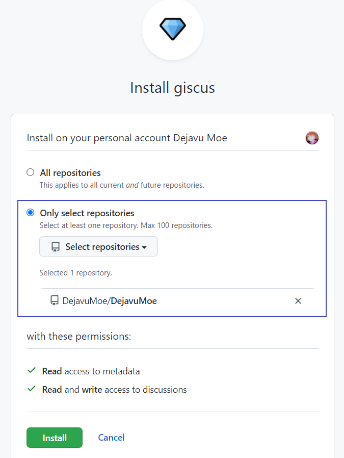 Install Giscus App